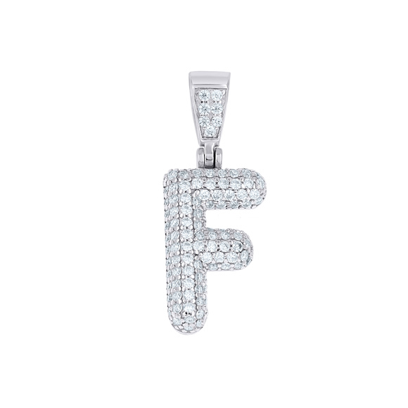 Jorie Jewelry - 925 Sterling Silver 0.8ct Moissanite Initial Alphabet F Charm Pendant